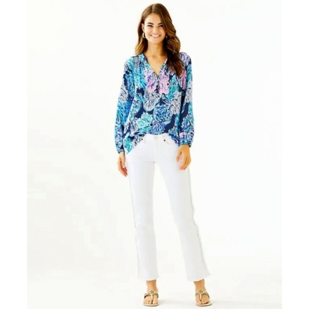 Lilly Pulitzer White Slim Straight Stretch Ankle Jeans Size 8